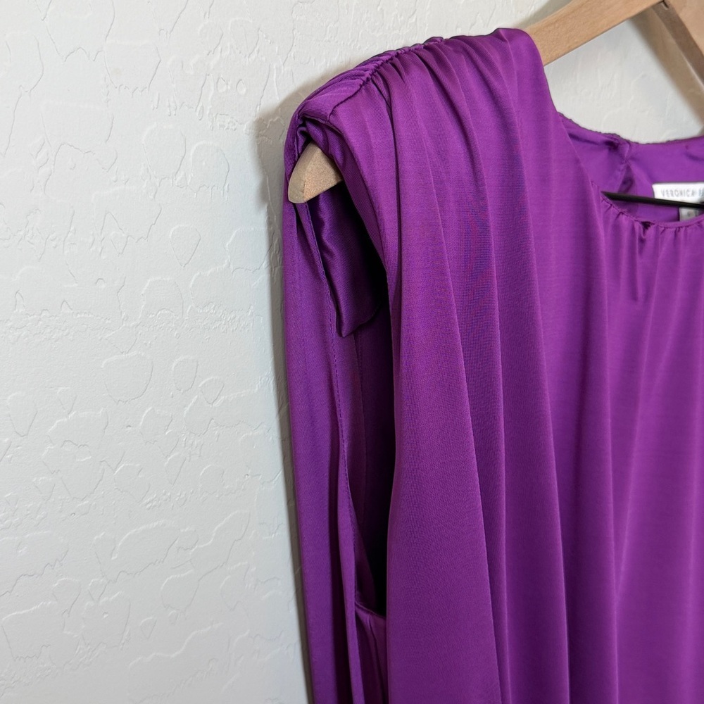 Veronica Beard Bora Satin Ruched Mini Dress in Dark Violet Size 6 - Picture 5 of 6
